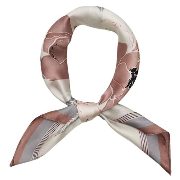 Pink Floral Silky Scarf  - Picture 1 of 5